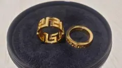 VERSACE　グレカリング　2個セット　19号 VERSACE』グレカ リング ゴールド イタリア製［19号］ VERSACE』グレカ