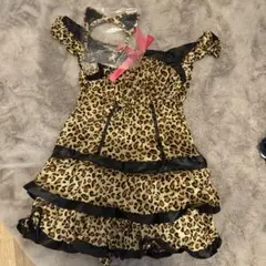 ヒョウ柄フリルドレスとカチューシャセット