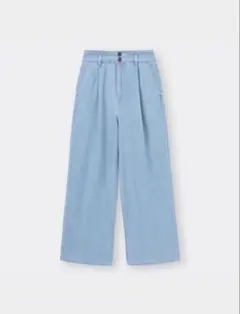 GU ライトデニムタックワイドパンツ XL