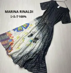 極美品♪3L マリナリナルディ リネン 花柄 ロングワンピース