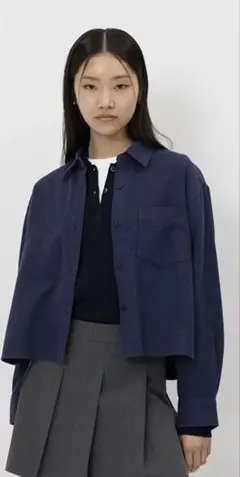 UNIQLO☆新品 フランネルボクシーシャツ ブルー Lサイズ