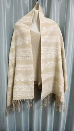 ストール レース柄 ベージュ