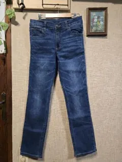 EDWIN ストレートデニム ダークブルー 古着 オールシーズン　M