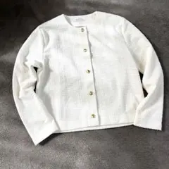 グリーンレーベルリラクシング　ブークレツイードジャージカーディガン　金ボタン