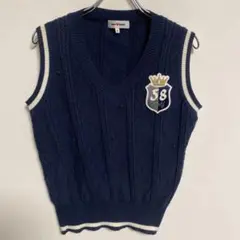 JUN ROPÉ ネイビー Vネック ノースリーブ ニットベスト F