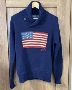 ポロ ラルフローレン フラッグ 国旗 ショールカラー ニット セーター US