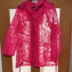 新品青山伊万里　透け感のあるピンクのパーカーリボンカーディガンスプリングコート