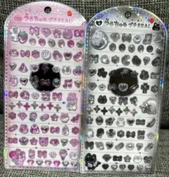 【正規品】ボンボンドロップシール うるちゅるプチシール モノクロ、ピンクセット