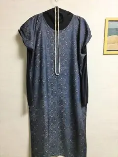 着物リメイク/大島紬/ワンピース/手洗い可/サブバックつき