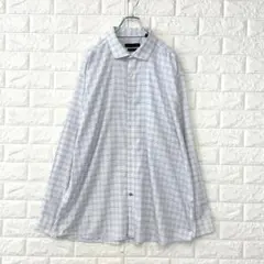 ❤️トミーヒルフィガー/LL/白×青/チェック/長袖シャツ/レギュラーフィットのサムネイル