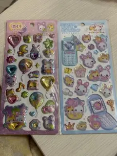 ゆ*K様 フワフワらびちゃん　平成はっぴーふぉん ぷくキラ　2枚セット