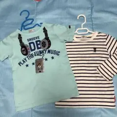 ミキハウス   ダブルB   ヘッドホンT  120  ボーダーロンT  110