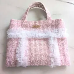 フリルバッグ[薔薇リボン] ハンドメイド 編み物 かぎ編み - メルカリ