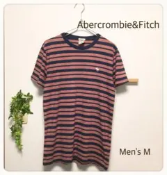 匿名配送★アバクロンビー＆フィッチ　メンズ　ボーダー　Tシャツ　M 赤×ネイビー