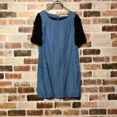 【Khaju】袖レース切替デニムワンピース カーユ ships