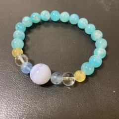 最終値下げ‼️大粒ブルーレースアゲートとアマゾナイトシリカ天然石ブレスレット