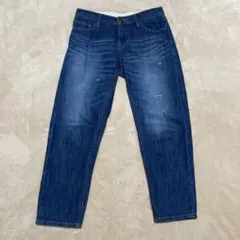 ダークブルー ストレートレッグ ダメージデニム