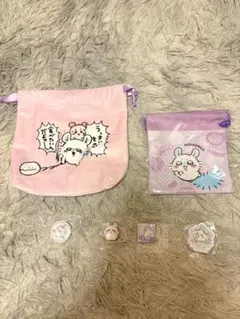ちいかわ モモンガ グッズセット 巾着 缶バッジ アクリルチャーム　マグネット