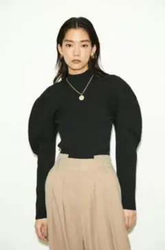 THROW by SLY SOPHIA NYLON RIB トップス black