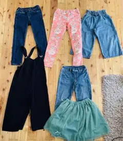 ギャップユニクロ130デニムパンツ 花柄ピンクボトムスチュールスカートまとめて