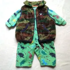 ミキハウス ダブルビー80 70 ベスト ムージョンジョン カバーオール　動物柄