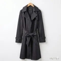INDIVI トレンチコート 黒 通勤 美シルエット スプリングコート 春 M 