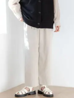 お手入れらくらくリネンイージーパンツ【GLOBAL WORK】ベージュ