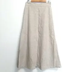【アースミュージック＆エコロジー】ロングスカート(Ｆ)麻混 チェック