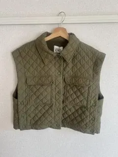 ZARA オリーブグリーン キルティングベスト