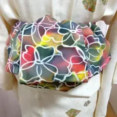 大人の兵児帯半幅帯ハンドメイド澪No2797着物リメイク正絹カラフル花柄