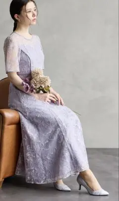 aimer ビオラモチーフスパンコール刺繍ドレス