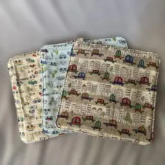 Wガーゼ⭐︎車と街のイラスト ハンカチ 3枚セット　ハンドメイド