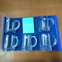 HOYA クリスタル ガラス製 ビールジョッキ グラス 5個セット 昭和レトロ