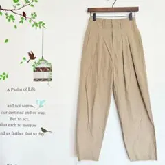 elgna /ツータック テーパードパンツ 綿100% ベージュ ポケット4付き