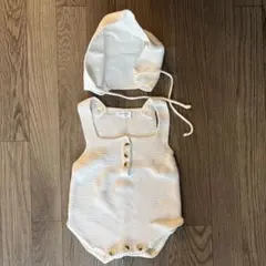 ニットロンパースと帽子セット 70cm
