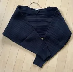 リブショートニット ブラック レディースLサイズ