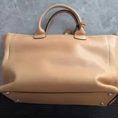 PELLE BORSA ベージュレザー ハンドバッグ