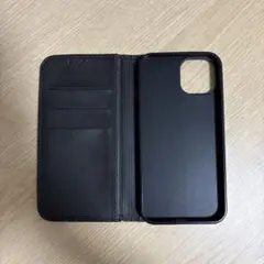 手帳型iPhone14ケース 黒 3カードポケット