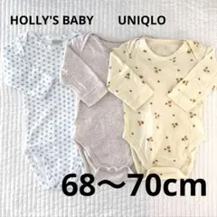 UNIQLO他 ベビー肌着 長袖 ボディー ロンパース3枚セット