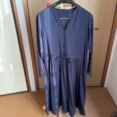 ネイビー ワンピース 長袖 Mサイズnatural beauty basic