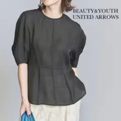BEAUTY&YOUTH シアー ボリュームスリーブ ブラウス