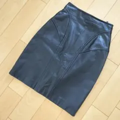 ✨ヴィンテージ✨80s vtg leather レザースカート ひざ丈スカート