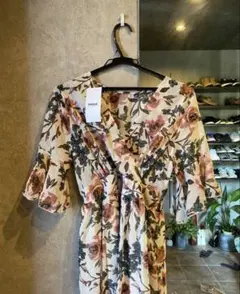 DHOLIC フラワープリントラップドレス シアーワンピース カシュクール 花柄