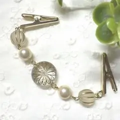 ストールクリップ　羽織紐　羽織留め　ショール留め　アンティーク風　クリアフラワー