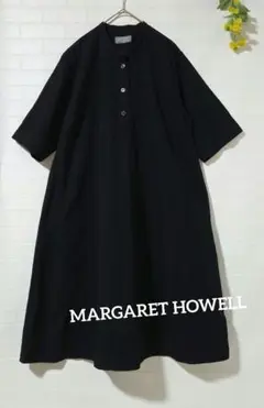 未着用　MARGARET HOWELL 日本製　リネン100%ブラックワンピース 未着用 MARGARET HOWELL 日本製 リネン100%ブラックワンピース