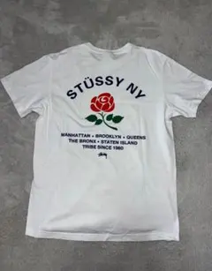 STUSSY BROOKLYN ROSE 半袖Tシャツ 薔薇 ホワイト ロゴ