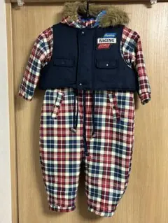 チェック柄ファースノーコンビ スノーウェア ベスト付き 95cm