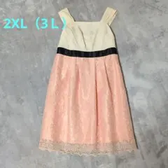 お花のレース 膝丈ワンピース 2XL（3Ｌ）大きいサイズ