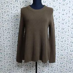 セオリー☆ウール　カシミヤ　リブニット　セーター　プルオーバー　カーキ系　Ｓ