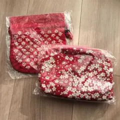花柄ポーチと巾着セット